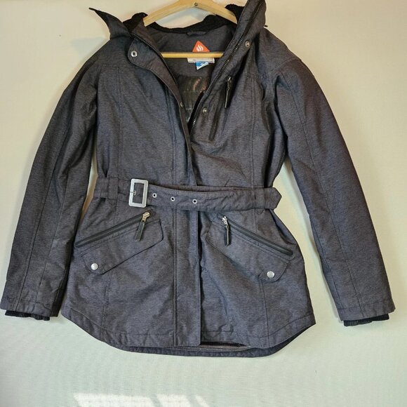 Columbia Sportswear Company Jackets & Blazers - Columbia Omni-Heat Belted Hooded Winter Jacket Women’s M Gray Faux Fur Coat
